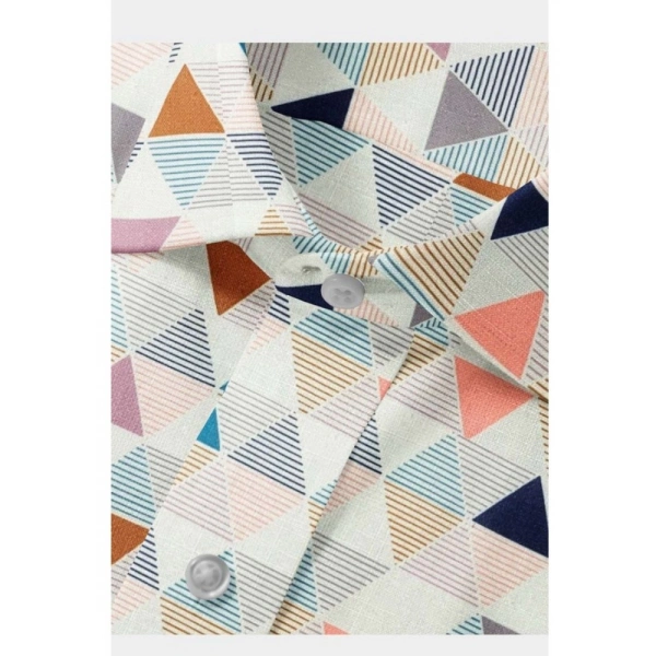 Men's Cotton Blended Printed Full Sleeve Shirt (Multicolor) - M