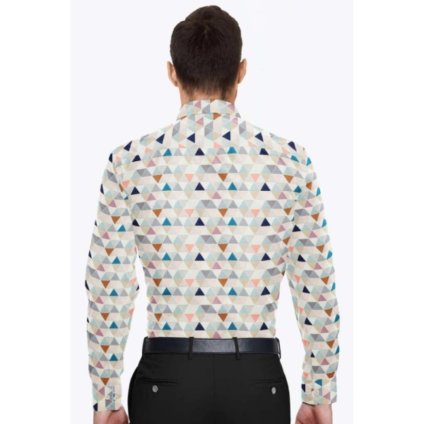 Men's Cotton Blended Printed Full Sleeve Shirt (Multicolor) - M