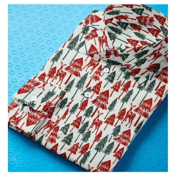 Men's Cotton Blended Printed Full Sleeve Shirt (Multicolor) - M