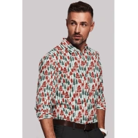 Men's Cotton Blended Printed Full Sleeve Shirt (Multicolor) - M