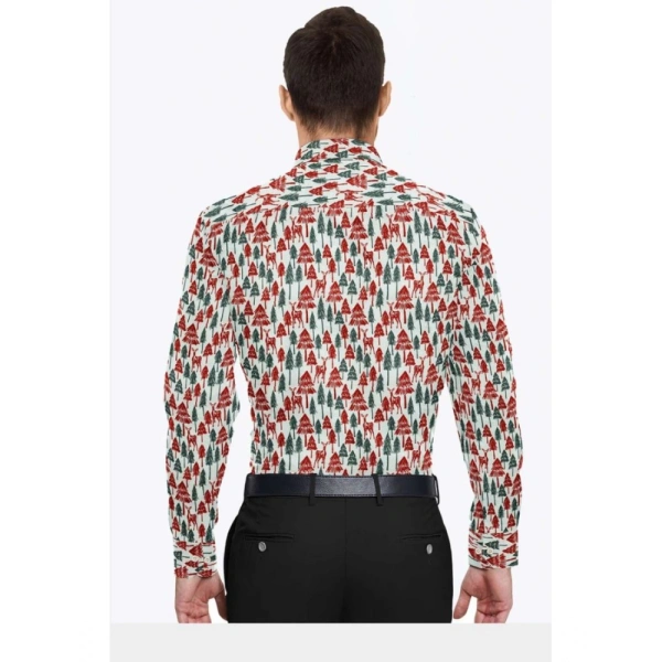 Men's Cotton Blended Printed Full Sleeve Shirt (Multicolor) - M