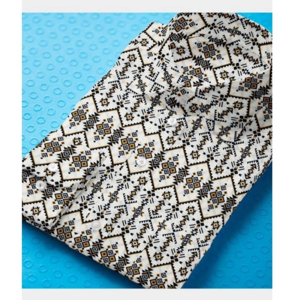 Men's Cotton Blended Printed Full Sleeve Shirt (Multicolor) - M