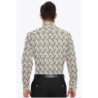 Men's Cotton Blended Printed Full Sleeve Shirt (Multicolor) - L