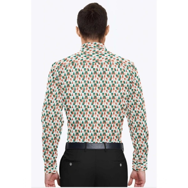 Men's Cotton Blended Printed Full Sleeve Shirt (Multicolor) - L