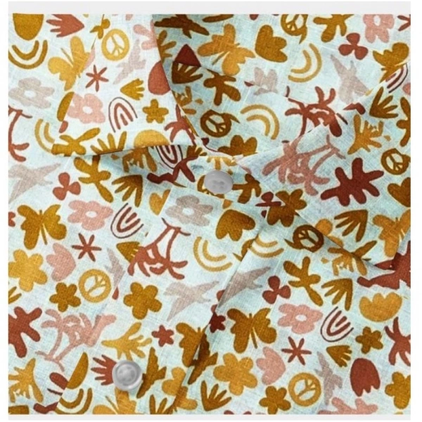 Men's Cotton Blended Printed Full Sleeve Shirt (Multicolor) - M