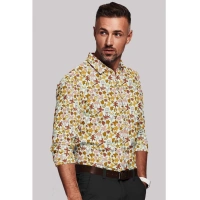 Men's Cotton Blended Printed Full Sleeve Shirt (Multicolor) - M