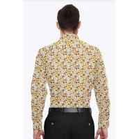 Men's Cotton Blended Printed Full Sleeve Shirt (Multicolor) - M