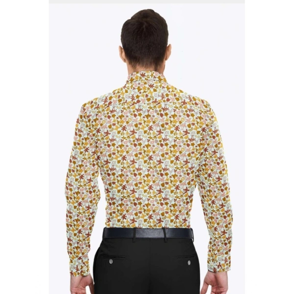 Men's Cotton Blended Printed Full Sleeve Shirt (Multicolor) - M