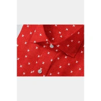 Men's Cotton Blended Printed Full Sleeve Shirt (Red) - L