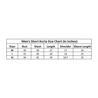 Men's Cotton Blended Printed Full Sleeve Shortkurta (Multicolor) - M