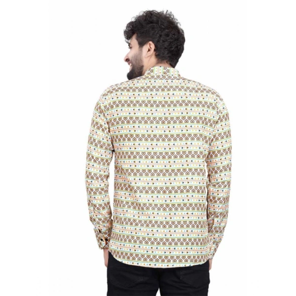 Men's Cotton Blended Printed Full Sleeve Shortkurta (Multicolor) - M