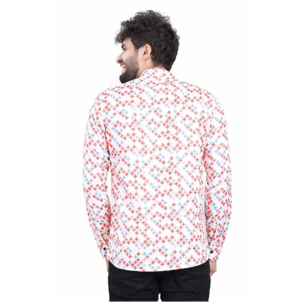 Men's Cotton Blended Printed Full Sleeve Shortkurta (Multicolor) - XL