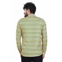 Men's Cotton Blended Printed Full Sleeve Shortkurta (Multicolor) - L