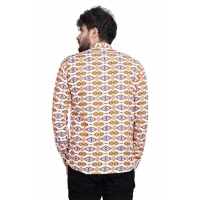Men's Cotton Blended Printed Full Sleeve Shortkurta (Multicolor) - M