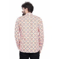 Men's Cotton Blended Printed Full Sleeve Shortkurta (Multicolor) - XL