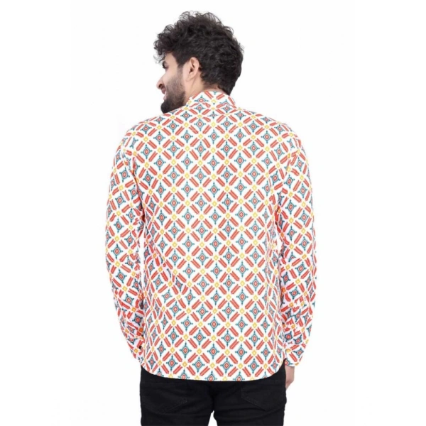 Men's Cotton Blended Printed Full Sleeve Shortkurta (Multicolor) - XL