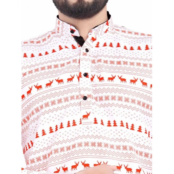 Men's Cotton Blended Printed Full Sleeve Shortkurta (Multicolor) - M