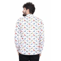 Men's Cotton Blended Printed Full Sleeve Shortkurta (Multicolor) - M