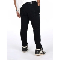 Shopnav Men's Cotton Blended Solid Plus Size Jeans (Black) - 40