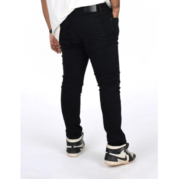 Shopnav Men's Cotton Blended Solid Plus Size Jeans (Black) - 40