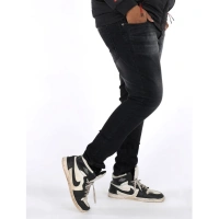 Shopnav Men's Cotton Blended Solid Plus Size Jeans (Black) - 42