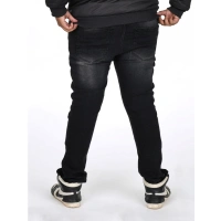 Shopnav Men's Cotton Blended Solid Plus Size Jeans (Black) - 42