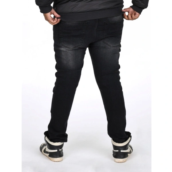 Shopnav Men's Cotton Blended Solid Plus Size Jeans (Black) - 42