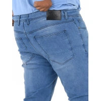 Shopnav Men's Cotton Blended Solid Plus Size Jeans (Blue) - 40