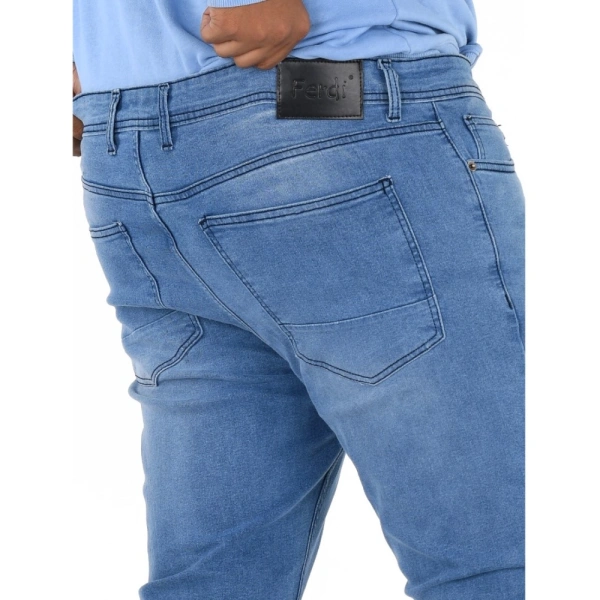 Shopnav Men's Cotton Blended Solid Plus Size Jeans (Blue) - 40
