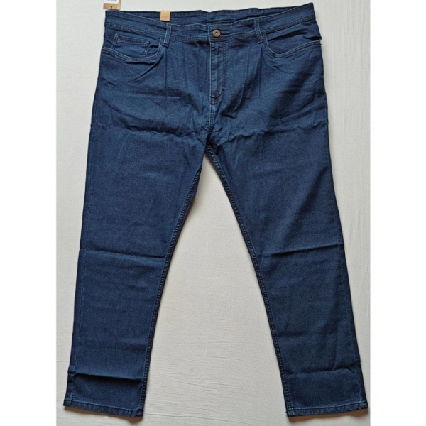 Shopnav Men's Cotton Blended Solid Plus Size Jeans (Dark Blue) - 40