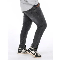 Shopnav Men's Cotton Blended Solid Plus Size Jeans (Grey) - 40