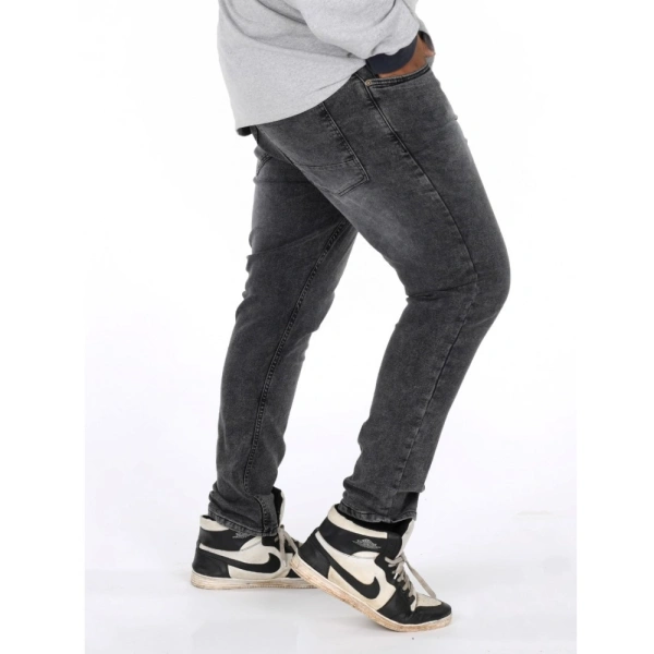 Shopnav Men's Cotton Blended Solid Plus Size Jeans (Grey) - 40