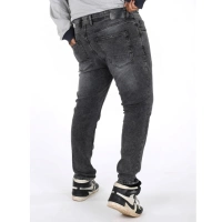 Shopnav Men's Cotton Blended Solid Plus Size Jeans (Grey) - 40