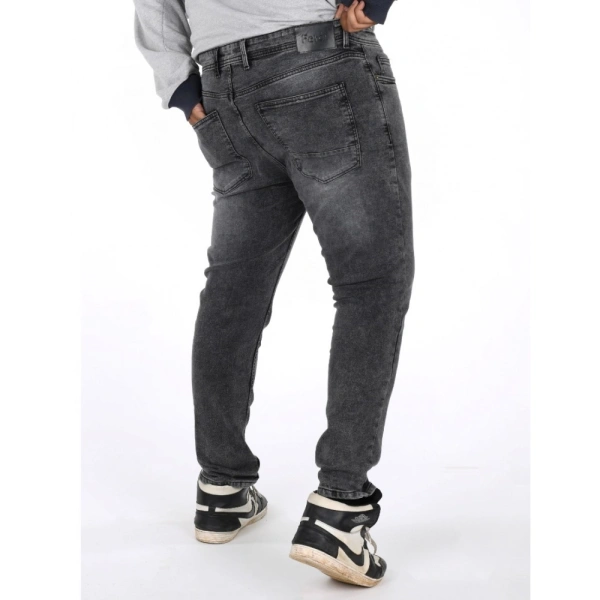 Shopnav Men's Cotton Blended Solid Plus Size Jeans (Grey) - 40