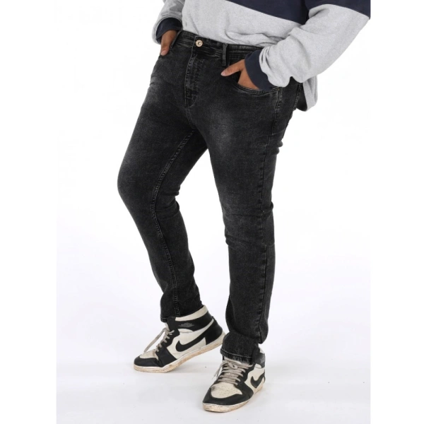 Shopnav Men's Cotton Blended Solid Plus Size Jeans (Grey) - 46