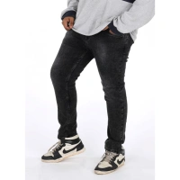 Shopnav Men's Cotton Blended Solid Plus Size Jeans (Grey) - 46
