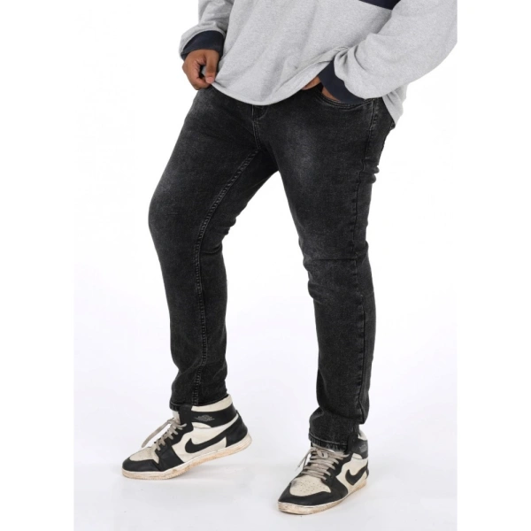 Shopnav Men's Cotton Blended Solid Plus Size Jeans (Grey) - 46