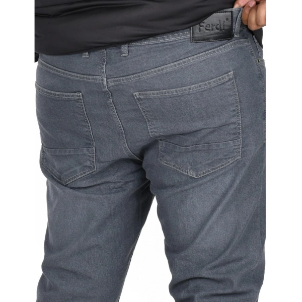 Shopnav Men's Cotton Blended Solid Plus Size Jeans (Grey) - 40