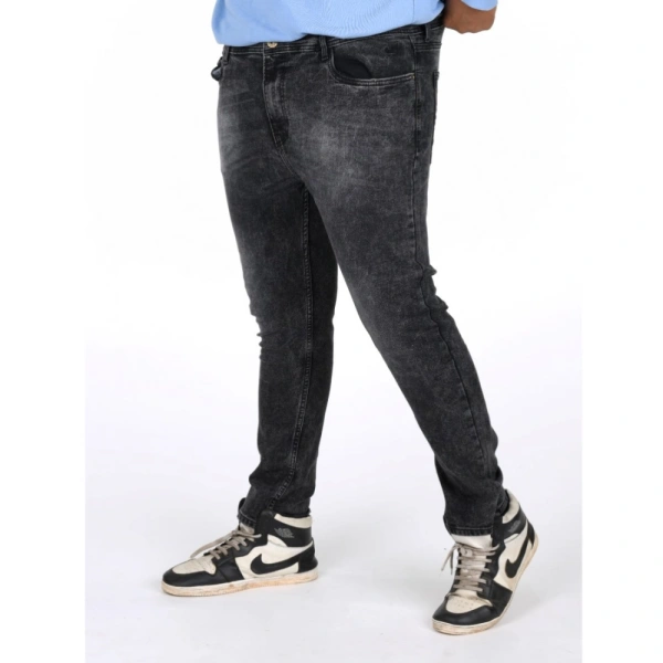 Shopnav Men's Cotton Blended Solid Plus Size Jeans (Grey) - 40