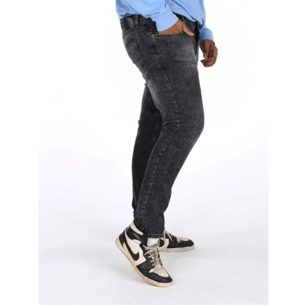 Shopnav Men's Cotton Blended Solid Plus Size Jeans (Grey) - 40