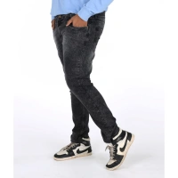 Shopnav Men's Cotton Blended Solid Plus Size Jeans (Grey) - 40
