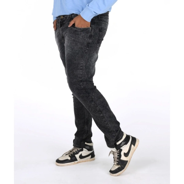 Shopnav Men's Cotton Blended Solid Plus Size Jeans (Grey) - 40