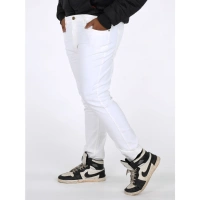 Shopnav Men's Cotton Blended Solid Plus Size Jeans (White) - 42