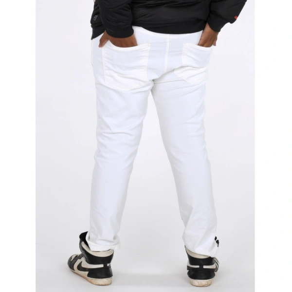 Shopnav Men's Cotton Blended Solid Plus Size Jeans (White) - 42
