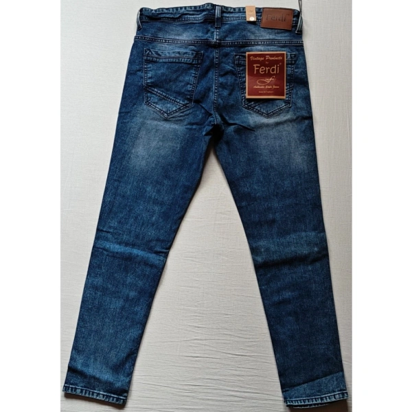 Shopnav Men's Cotton Blended Solid Tapered Jeans (Blue) - 34