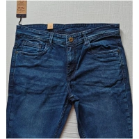 Shopnav Men's Cotton Blended Solid Tapered Jeans (Blue) - 32