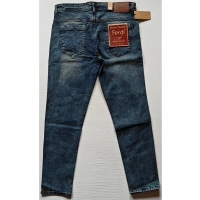 Shopnav Men's Cotton Blended Solid Tapered Jeans (Blue) - 34