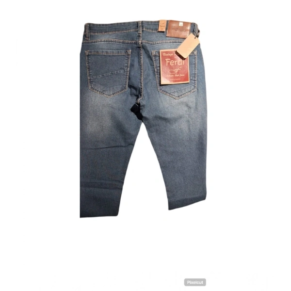 Shopnav Men's Cotton Blended Solid Tapered Jeans (Blue) - 32