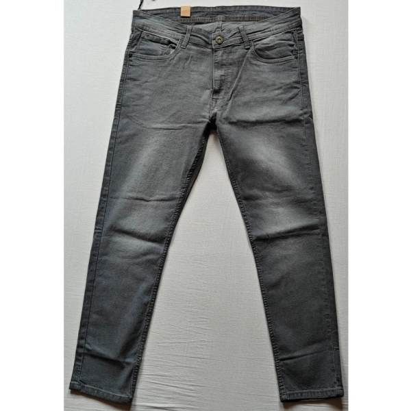 Shopnav Men's Cotton Blended Solid Tapered Jeans (Grey) - 30