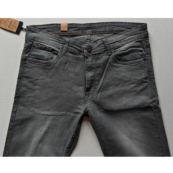 Shopnav Men's Cotton Blended Solid Tapered Jeans (Grey) - 30